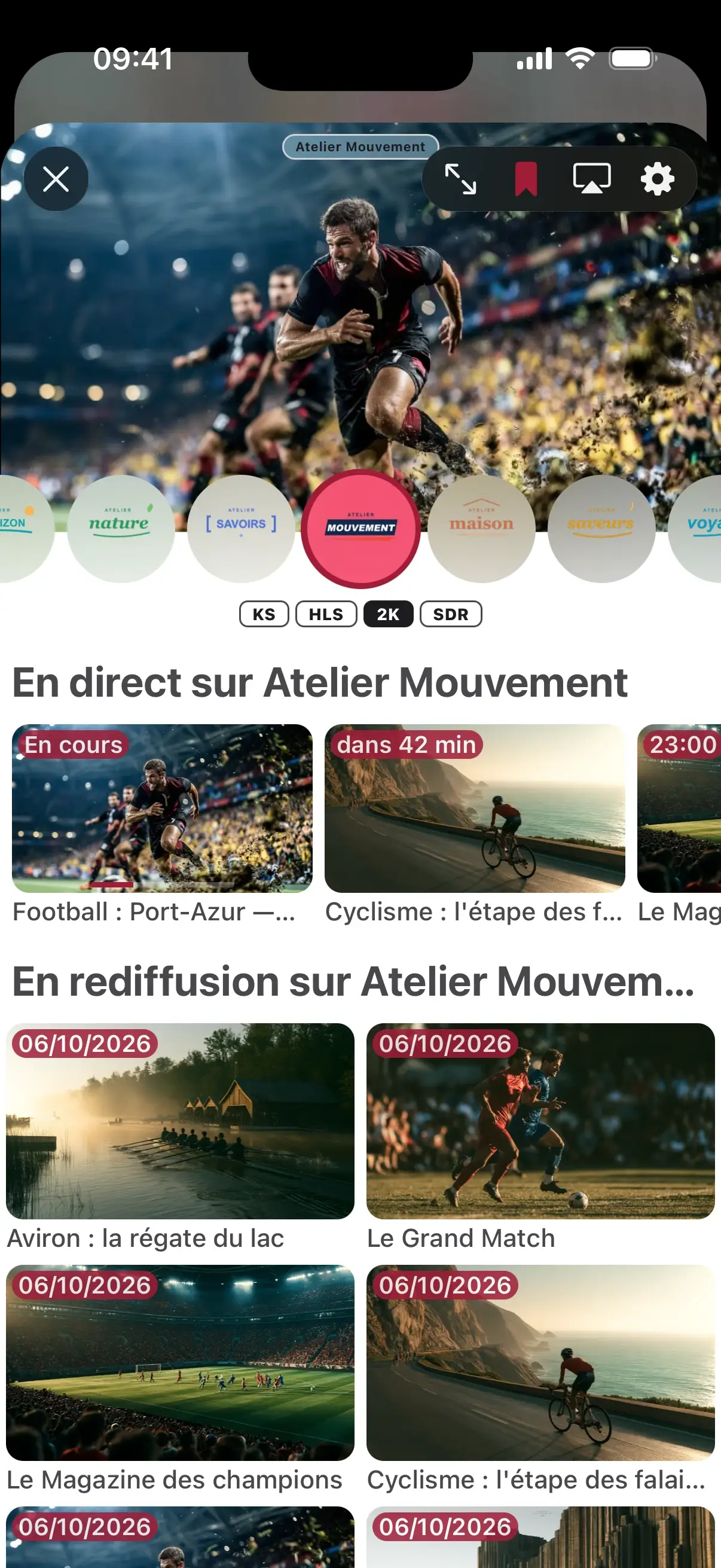 Live-TV einer Playlist in SeeClap auf dem Apple TV